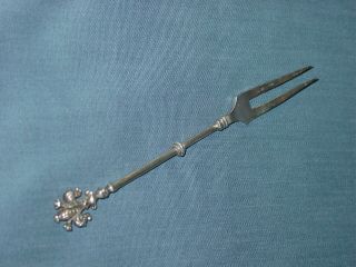 Antique 800 Silver 2 Tine Fork Fleur De Lis Figural