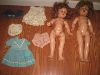 2 Vintage 20 " 18 " Shirley Temple Dolls Ideal Composite As Parts Repair