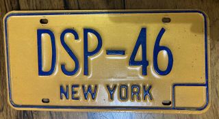 York State Division Of State Police License Plate Dsp 46 1973 - 1986 Rare Old