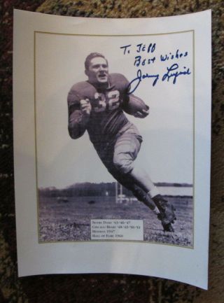 Johnny Lujack Auto Signed 8.  5 X 11 Photo Heisman Winner 1947 Notre Dame Rare