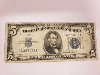 $5 Five Dollar 1934 Silver Certificates Blue Seal Rare U S Note