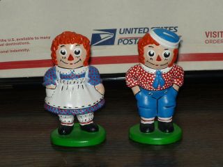 Vintage 1974 Raggedy Ann & Andy Figurines By Bobbs - Merrill Rare