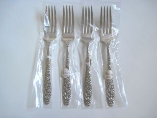 4 Vintage Silver - Plate Flatware National Silver Narcissus Forks 7 3/8 " Aa - Plus