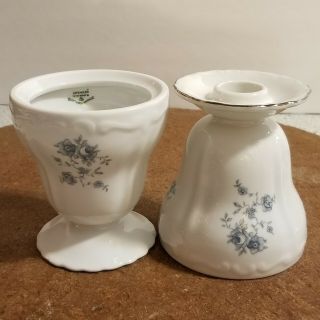 2 Johann Haviland Blue Garland 4 " Porcelain Candle Holder Vase Bavaria Germany
