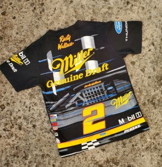 Vtg Rare Nascar 2 Rusty Wallace Miller Racing All Over Print T Shirt Sz Large