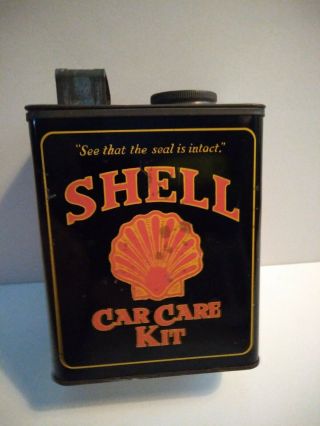 Vintage Rare Shell Car Care Kit Tin Empty,  Made In England