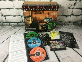 Rare Half - Life Adrenaline Pack Big Box Pc Game Team Fortress Opposing Force 1999