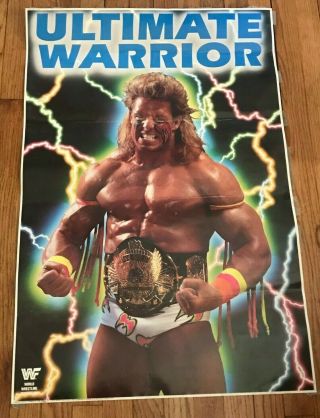 Wwf Vintage 1990 Ultimate Warrior Wwf Champion Poster Htf Rare