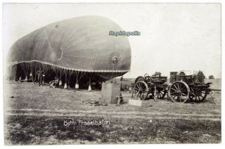 Antique Wwi German Military Postcard Austrian Barrage Balloon Fesselballon Rppc