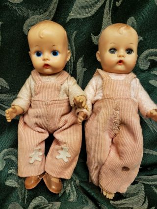 Vintage 1950 ' s Vogue Ginnette & Jimmy Baby Dolls w 2 Wooden Doll Rockers 2