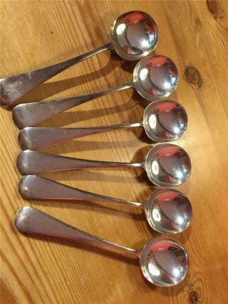 6 X Vintage Epns Silver Plate Soup Spoons A1 Makers Mark J.  R 19.  5cm