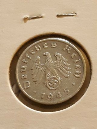 Rare 1945 - A 1 Reichspfennig (low Quality) Ww2 German Nazi Penny Pfenning Km97