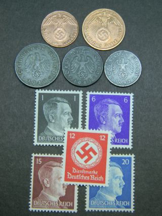 Ww2 Authentic Rare German Coins And Stamps World War 2 Artifacts