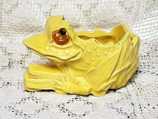 Rare Vintage Mccoy Pottery Yellow Frog/toad Planter