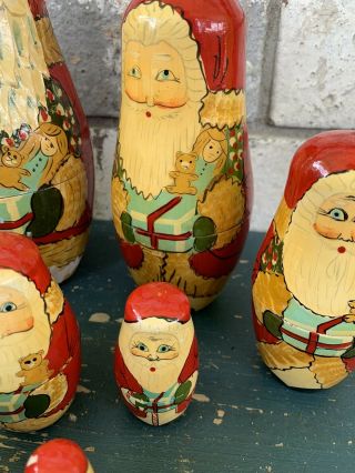 Vintage Russian Santa Claus (Christmas) Nesting Dolls Set Of 6 3