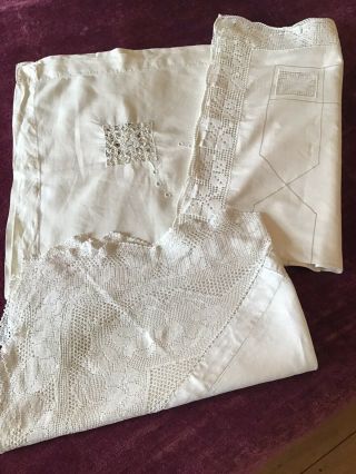 3 Lace Victorian Antique Table Clothes For Upcycling