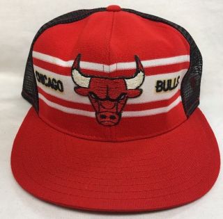 Rare Vintage 80s 90s Chicago Bulls Snapback Mesh Trucker Hat Cap Ajd Jordan Nba