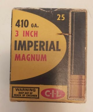 Rare (montreal) " Cil Imperial 410 Gauge 3 Inch Magnum " Box - Empty - Vintage