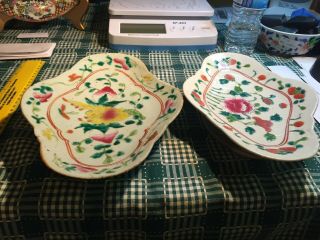 Two 19th Century Qing Dynasty Chinese Famille Rose Porcelain Footed Plates