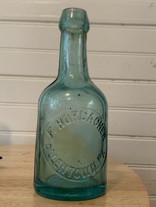Rare Antique Squat Blob Top F.  Horlacher Allentown Pa Pennsylvania Soda Bottle