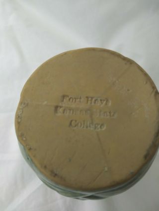 Arts and Crafts pottery Fort Hays Kansas State College RARE Mission style vase 3