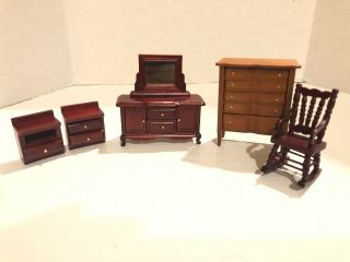 Furniture 1/2 " Scale Dresser Chest Chair Artisan Dollhouse Miniature Godfrey