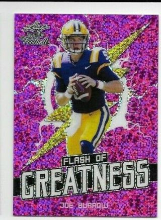 2020 Leaf Flash Of Greatness Joe Burrow Pink Sparkles 4/15 Only 15 Made " Rare "