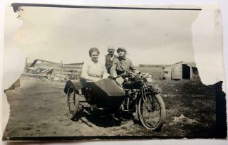 Rppc C1910 Rare Indian Motorcycle With Sidecar/emulsion Missing