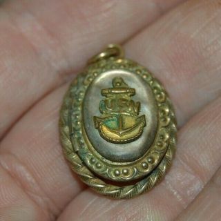 Vintage Wwii Usn Us Navy Sweetheart Mother Of Pearl Necklace Charm Locket Rare
