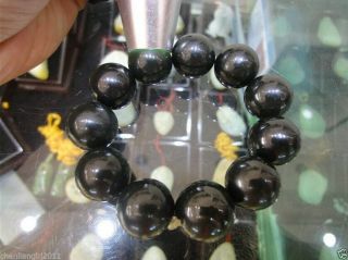 China Larger particles ' s hotan jade nephrite round beads elastic men ' s bracelet 2