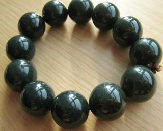 China Larger particles ' s hotan jade nephrite round beads elastic men ' s bracelet 3