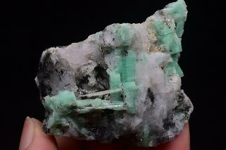 110g Natural Gem Emerald Tourmaline Crystal Cluster Rare Mineral Specimens