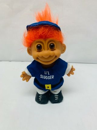 Russ Troll Doll Lil Slugger Vintage 1990s Troll Doll Collectible Orange Hair