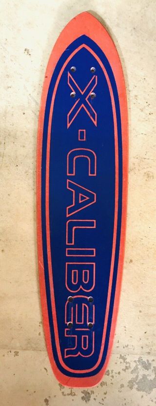 Vtg 70’s X - Caliber Fiberglass Orange/blue Skateboard Deck -