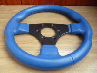 Rare 3 Spoke Blue Leather Raid Steering Wheel Perfect For Vw Size 30cm