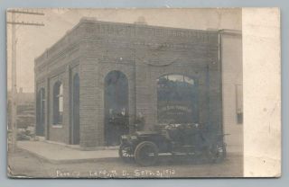 State Bank Powers Lake North Dakota Rppc Antique Car Photo Burke County 1910