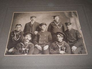 Historic 10 X 12 " Matted Antique Photo Of 7 Uss Calument Crew Members