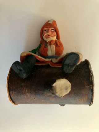Antique Santa Claus On A Log Candy Container Marked Germany 1930 