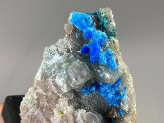 40mm Rare Blue Cyanotrichite With Fluorite On Matrix From China