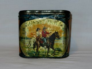 Antique Country Store Advertising Sunset Trail Cigar Tin In