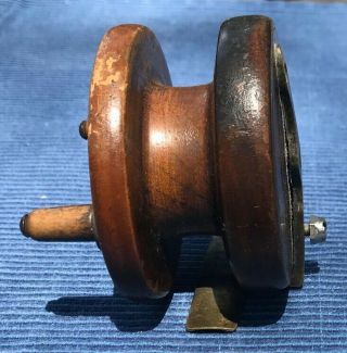 Antique Wood and Brass Fishing Reel 3