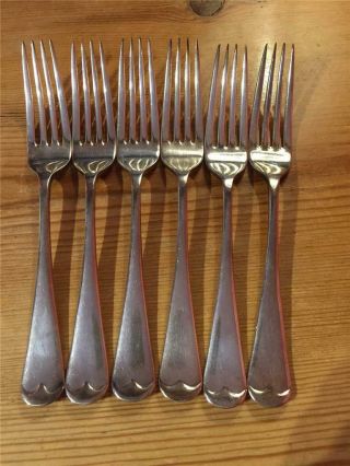6 X Vintage Epns Silver Plate Dinner Forks A1 Makers Marked J.  R 19cm