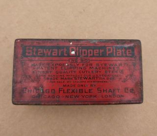 Antique Stewart Clipper Plate Tin With Clipper Plate Chicago Flexible Shaft Co