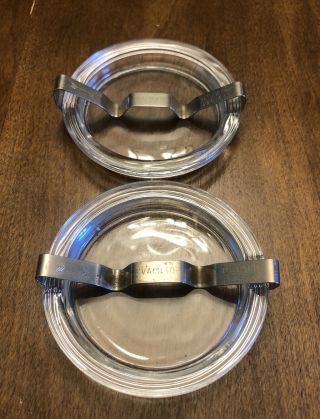 2 Metal Spring Clamp With Glass Lids Kerr Wide Mouth Pint Canning Jar Rare (a