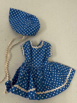 Vintage Tagged Mary Hoyer Blue Polka Dot Dress W Matching Hat