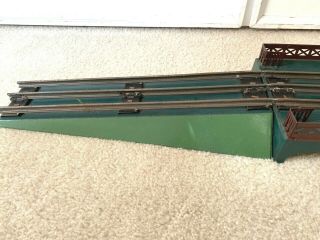 Rare Vintage Prewar Model Train Bridge,  Green/Brown,  3 Piece Set 2