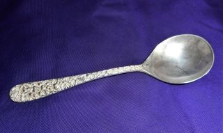 Stieff Rose,  Gumbo Soup Spoon 6 1/2 " Floral Repousse In Sterling Silver
