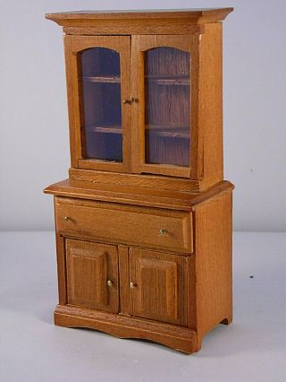 Vintage 1:12 Scale Dollhouse Miniatures Wood Cabinet Hutch Buffet