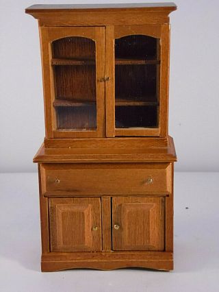 Vintage 1:12 Scale Dollhouse Miniatures Wood Cabinet Hutch Buffet 2
