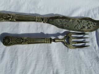 Large Antique Silver Plated Fish Knife And Fork